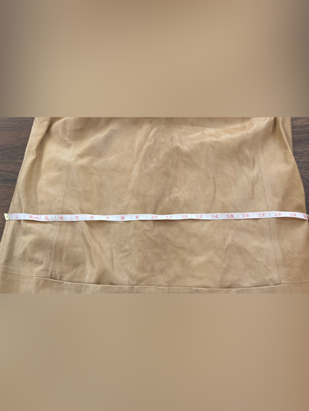 Vince Tan Leather Scoop Neck Shift Dress Front Pockets Size 12 - Picture 14 of 15